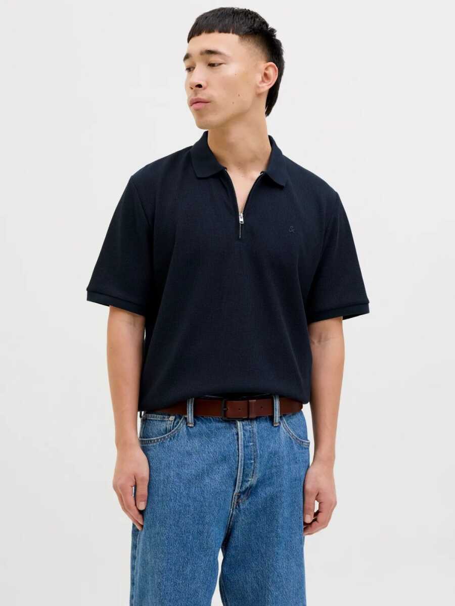 Jack Jones Austın Zıp Fermuarlı Polo Yaka Erkek Tişört 12279177 - 1