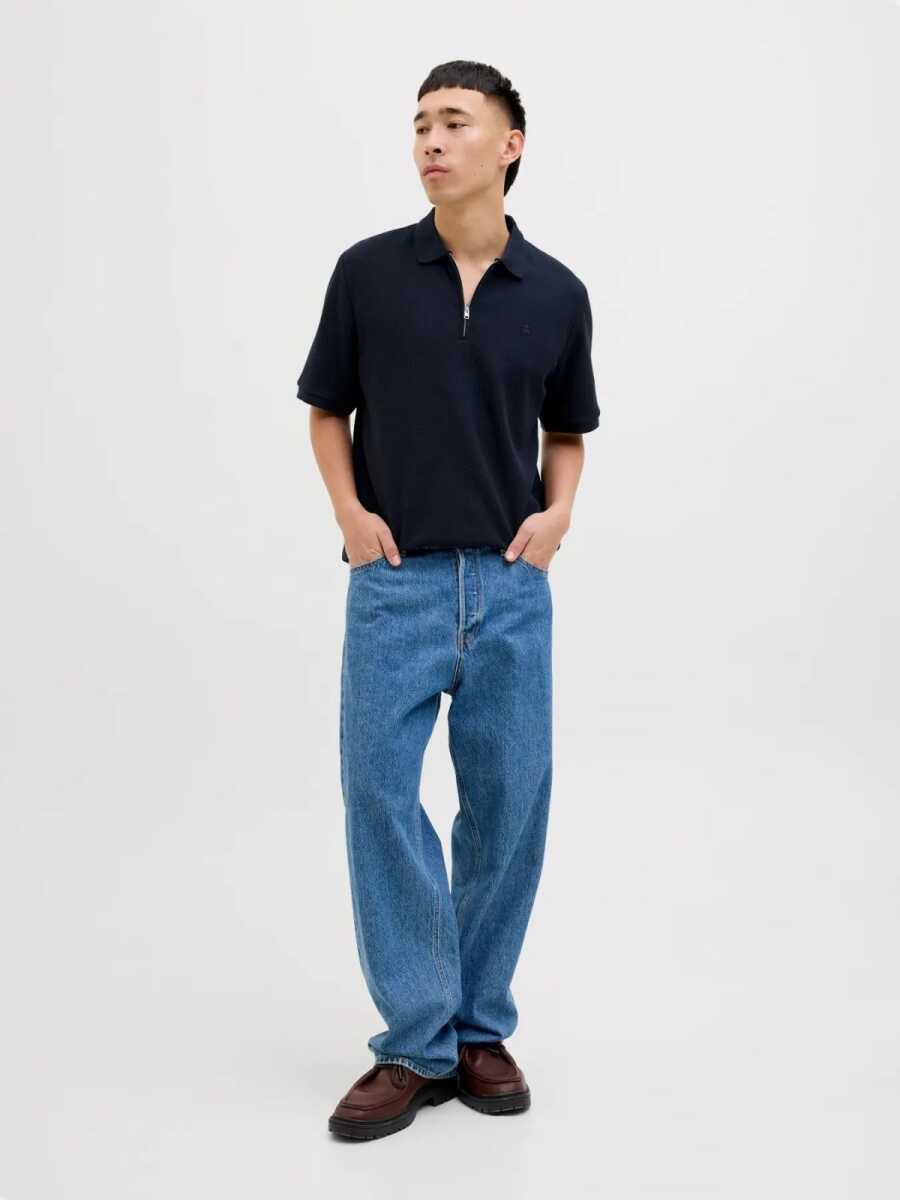 Jack Jones Austın Zıp Fermuarlı Polo Yaka Erkek Tişört 12279177 - 2