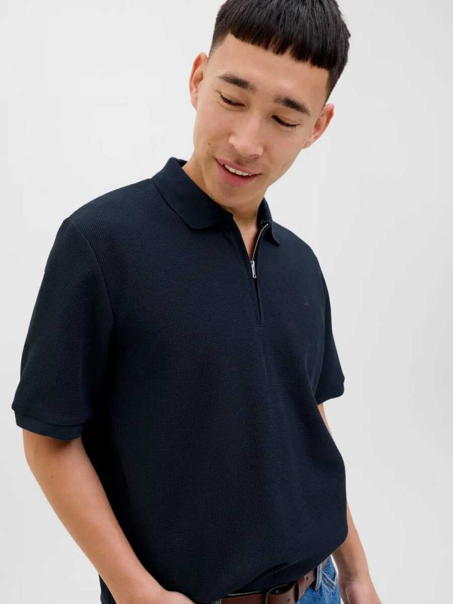 Jack Jones Austın Zıp Fermuarlı Polo Yaka Erkek Tişört 12279177 - 3