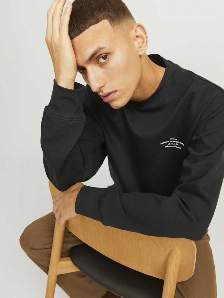 Jack Jones Blachad Brandıng Bisiklet Yaka Erkek Sweat 12261386 - 5