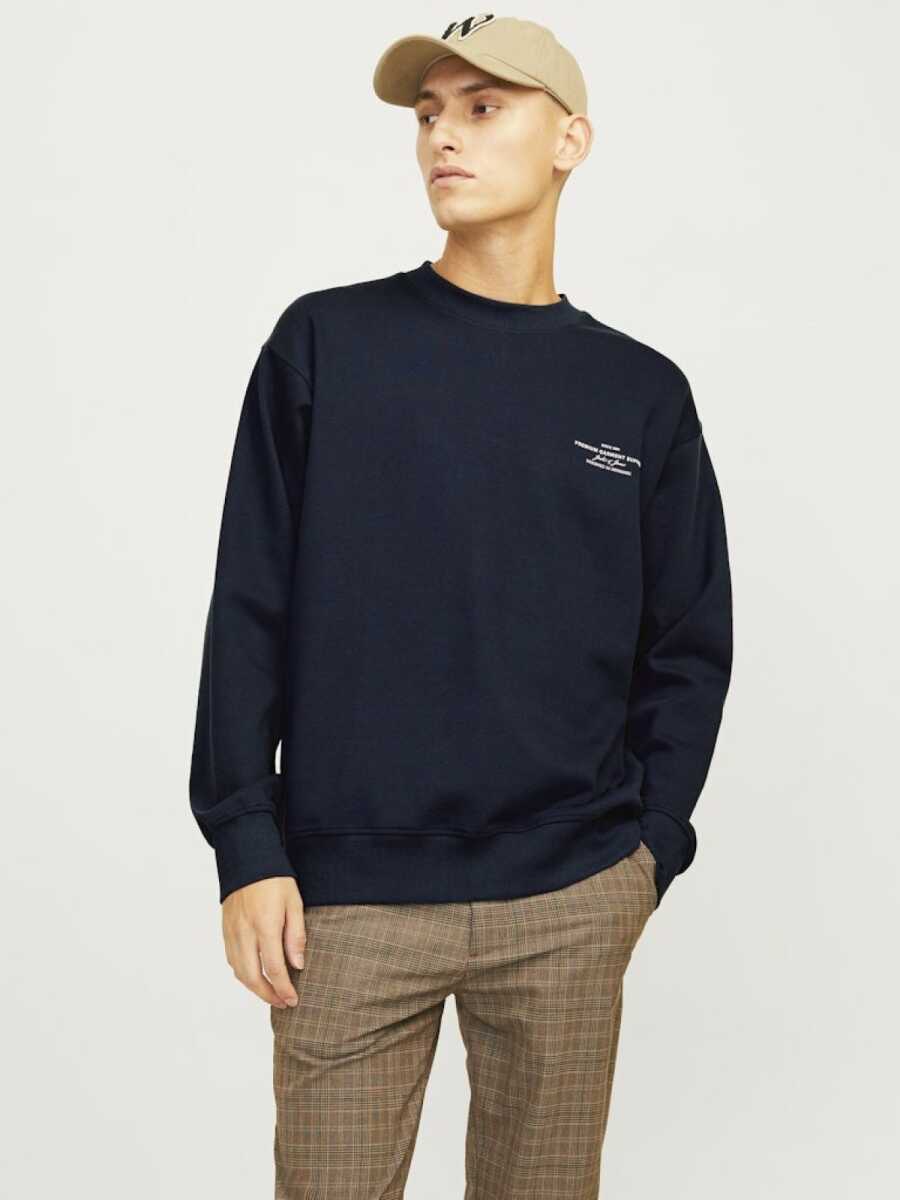 Jack Jones Blachad Brandıng Bisiklet Yaka Erkek Sweat 12261386 - 2