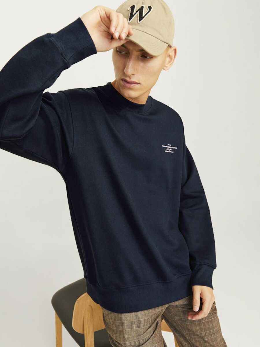 Jack Jones Blachad Brandıng Bisiklet Yaka Erkek Sweat 12261386 - 3