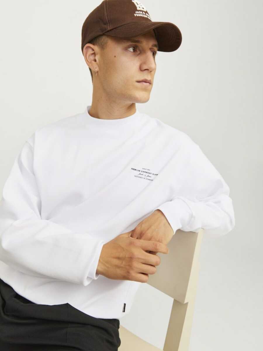 Jack Jones Blachad Brandıng Bisiklet Yaka Erkek Sweat 12261386 - 3