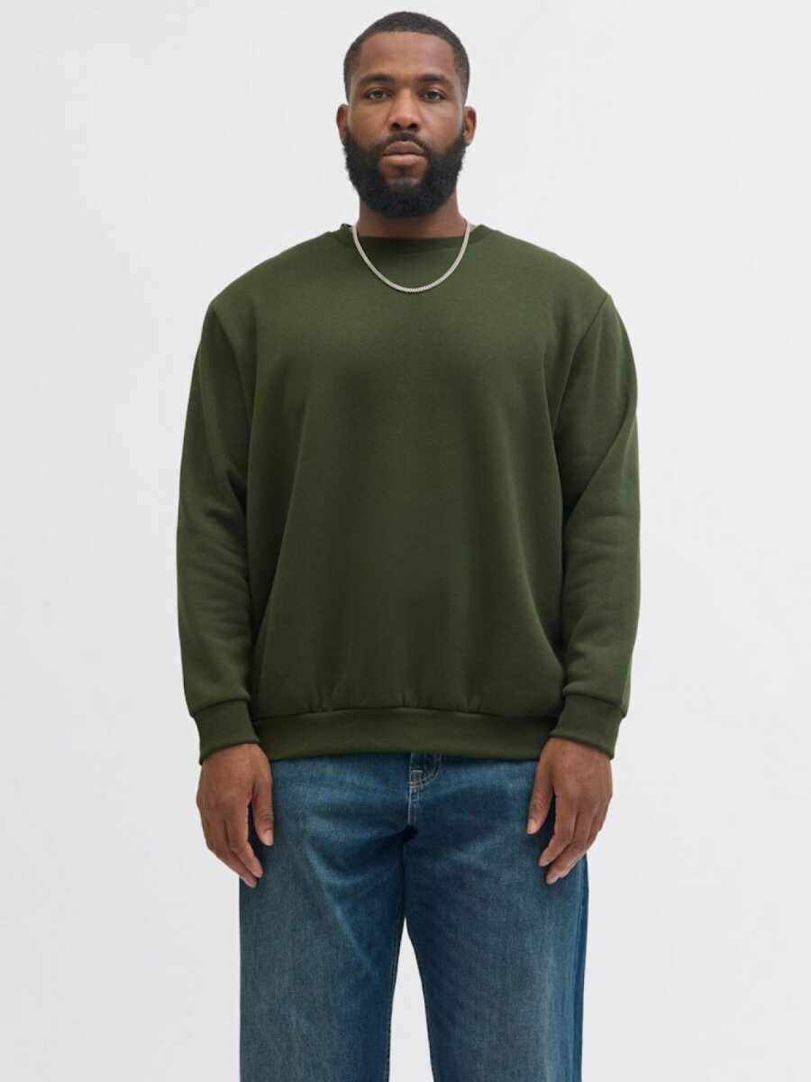 Jack Jones Bradley Bisiklet Yaka Büyük Beden Erkek Sweat 12250594 - Jack Jones Plus