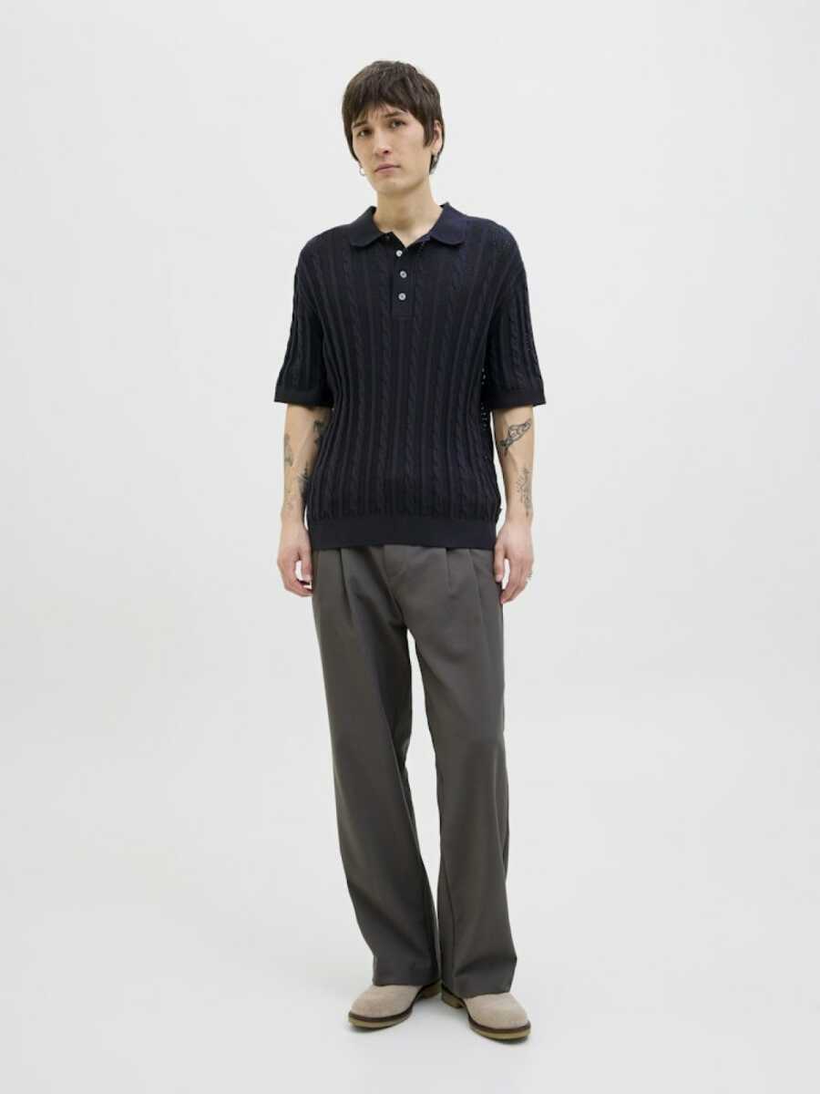Jack Jones Lamason Knıt Oversize Fit Triko Polo Yaka Erkek Tişört 12277518 - 3
