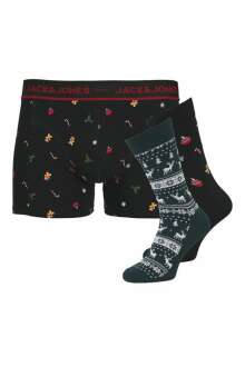 Jack Jones Mıstletoe Gıftbox 1 Boxer 2 Çorap Paket Erkek 12285134