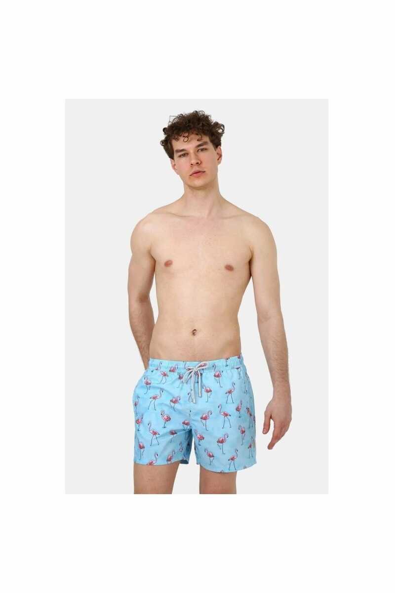John Frank All Over Prınted Erkek Deniz Şortu JFSSSW43-FLAMINGO BLUE