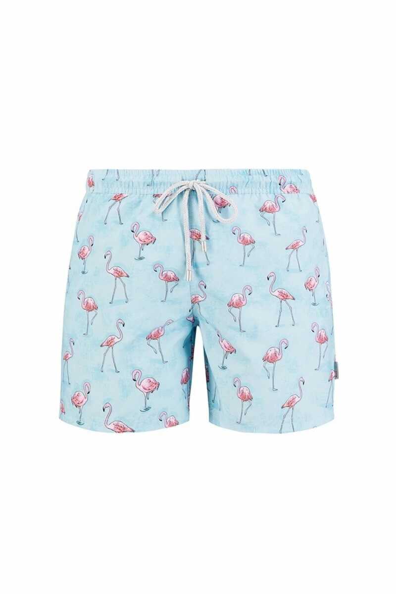 John Frank All Over Prınted Erkek Deniz Şortu JFSSSW43-FLAMINGO BLUE (1)