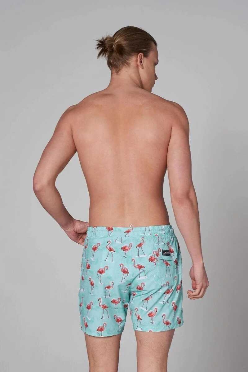 John Frank Gts All Over Prınted Erkek Deniz Şortu JFSSSWL60-FLAMINGO MINT (1)
