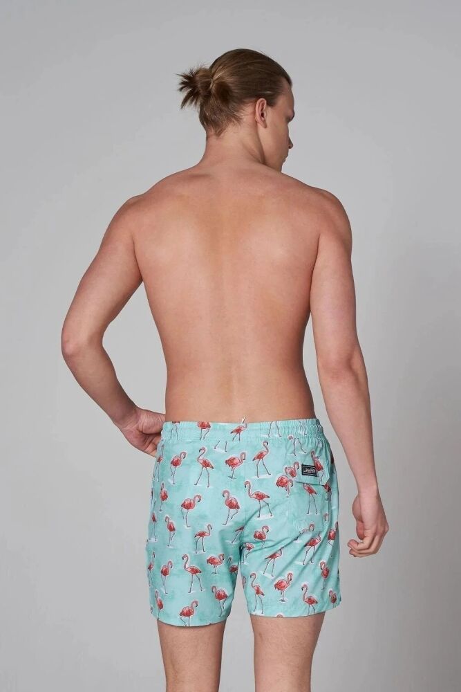 John Frank Gts All Over Prınted Erkek Deniz Şortu JFSSSWL60-FLAMINGO MINT (1)