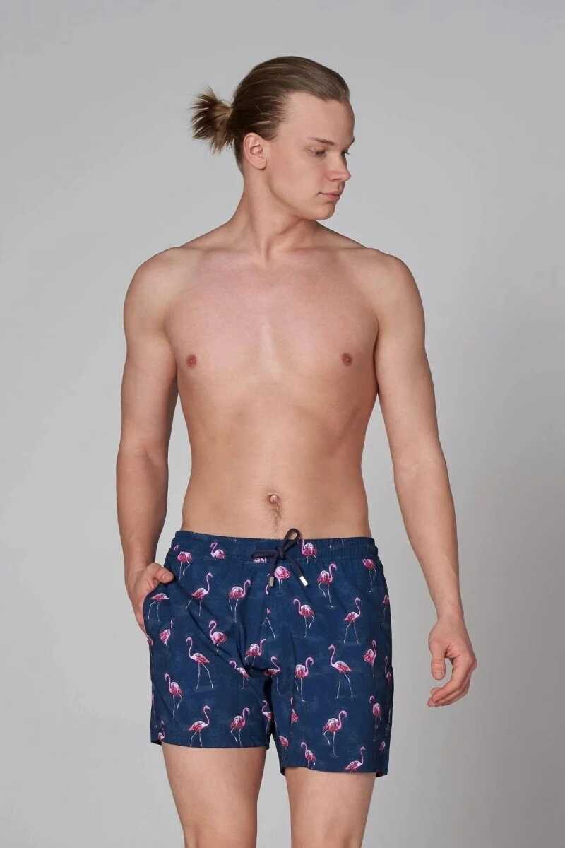 John Frank Gts All Over Prınted Erkek Deniz Şortu JFSSSWL61-FLAMINGO NAVY