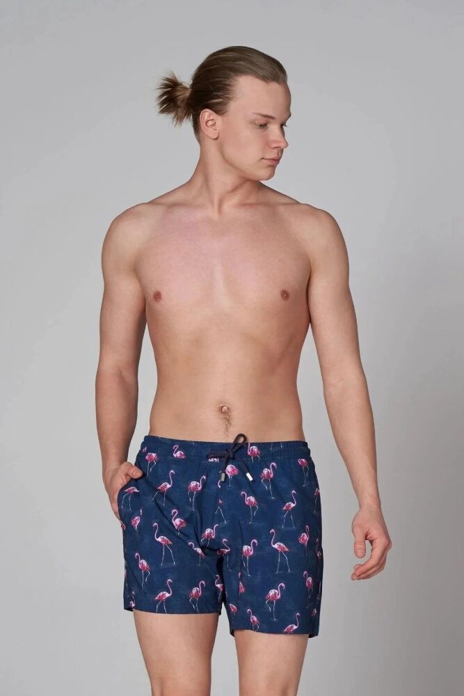 John Frank Gts All Over Prınted Erkek Deniz Şortu JFSSSWL61-FLAMINGO NAVY