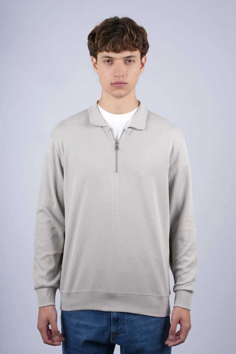 Jsco 6530 Js Polo Yaka Fermuarlı Waffle Erkek Sweat