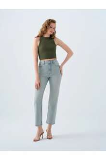 Loft Cosfort Straıght Carmen Vıntage Ice Blue Wash Kadın Jean Pantolon LF2038797 