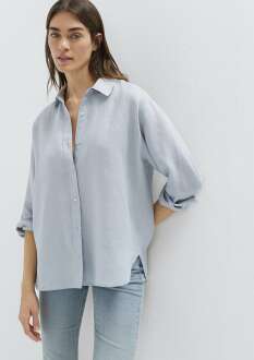 Mavi Açık Mavi Loose Fit Kadın Keten Gömlek 1210747-70802 