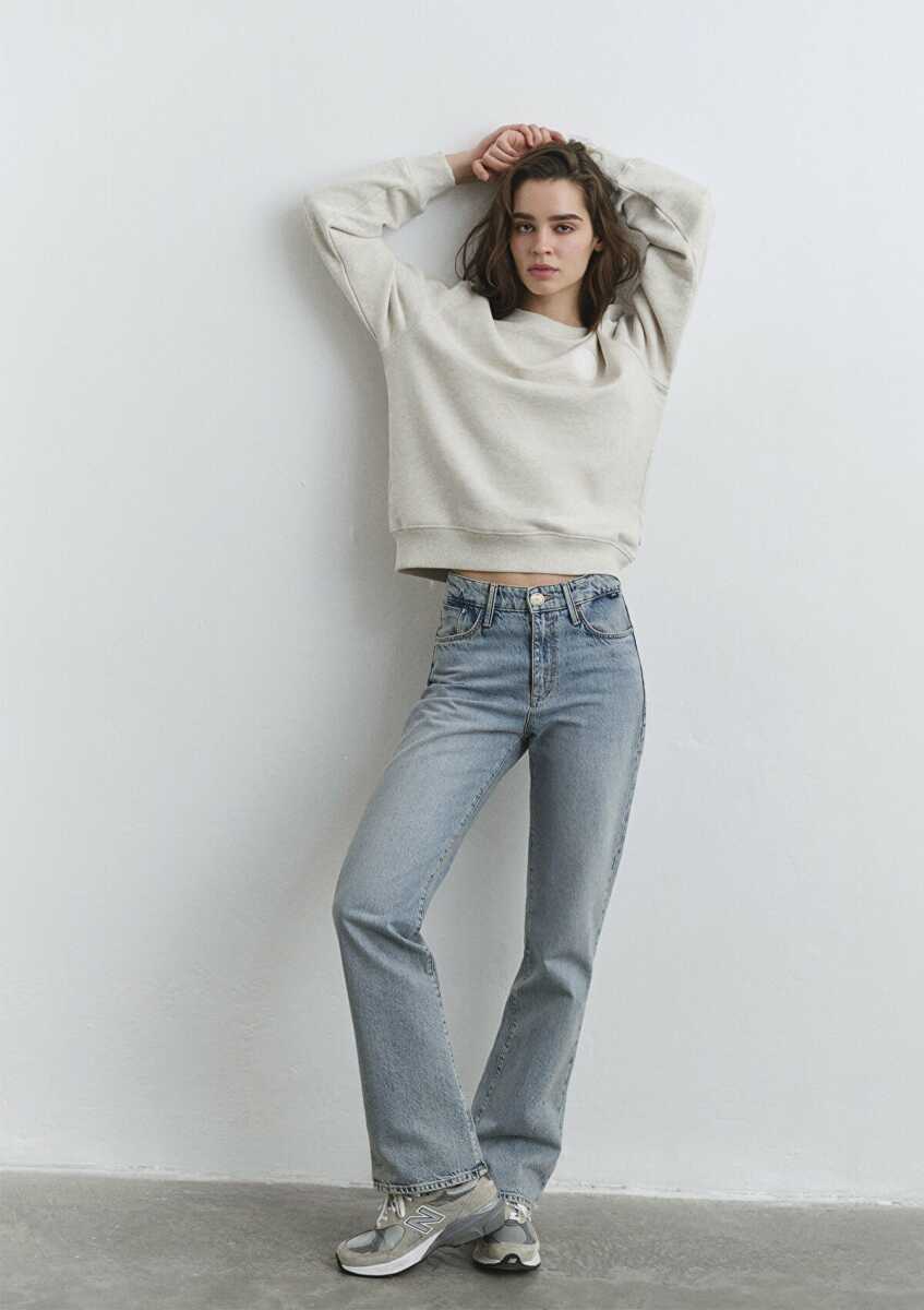 Mavi ane Classic Denim Puslu Açık Mavi Kadın Jean Pantolon 1010917-89059 - Mavi