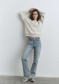 Mavi ane Classic Denim Puslu Açık Mavi Kadın Jean Pantolon 1010917-89059
