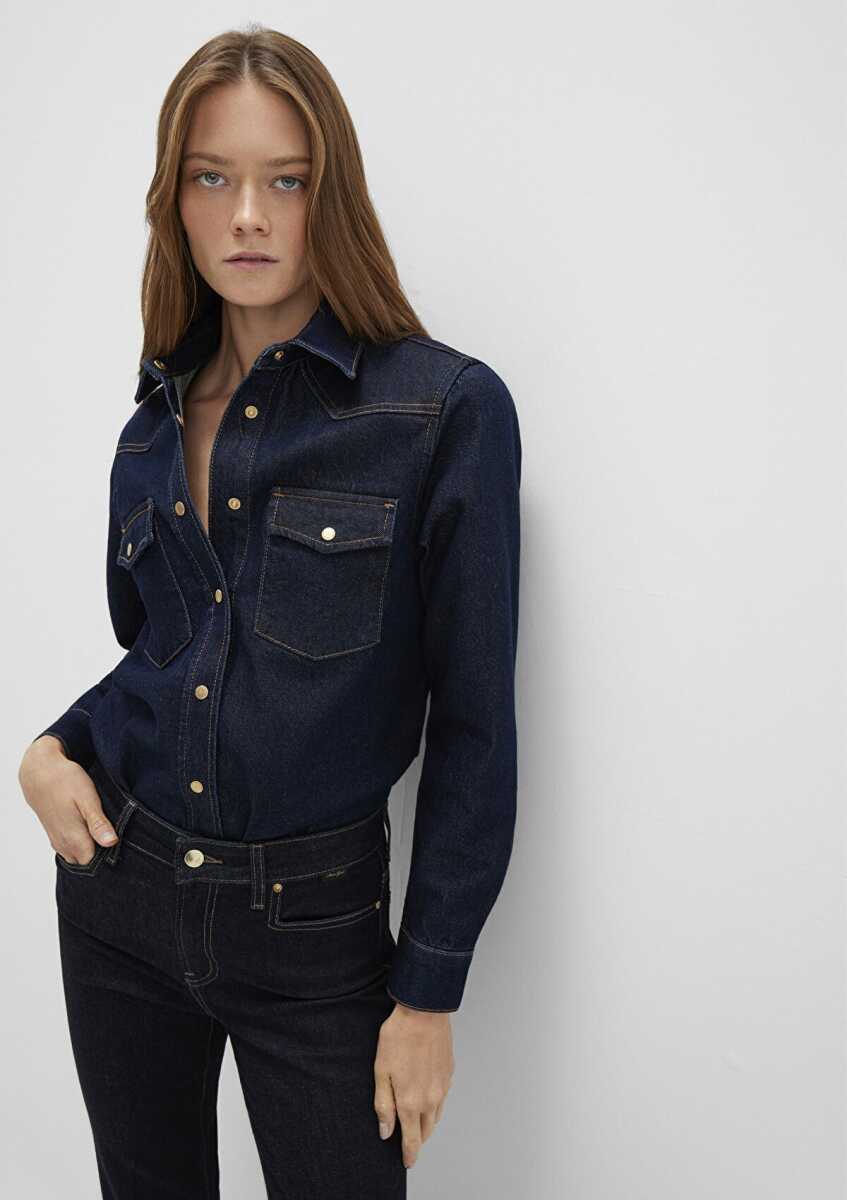 Mavi Angela Classic Denim Rinse Fitted Kadın Jean Gömlek 1210819-90120