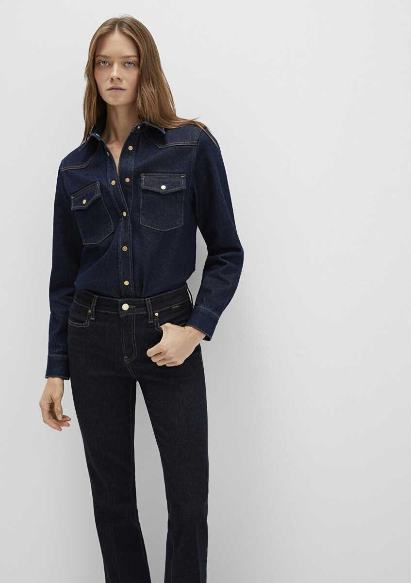 Mavi Angela Classic Denim Rinse Fitted Kadın Jean Gömlek 1210819-90120 (1)