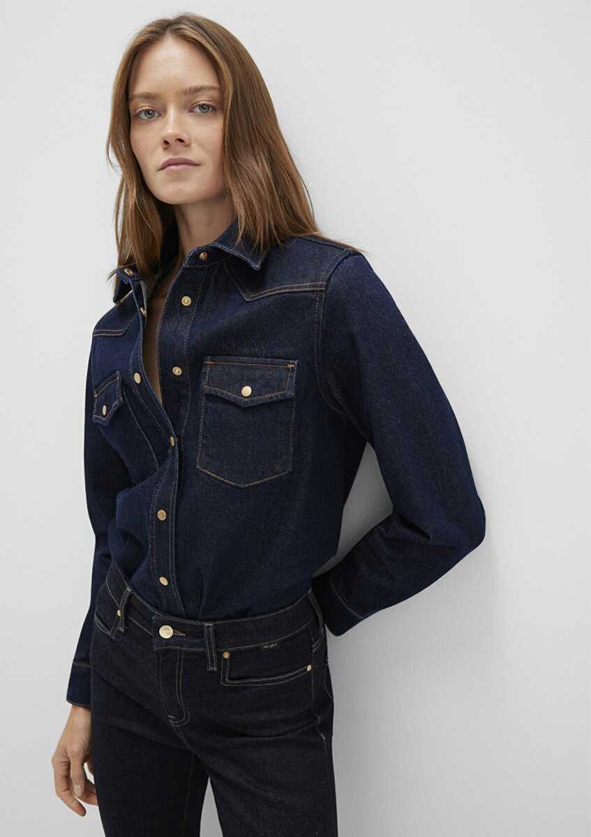 Mavi Angela Classic Denim Rinse Fitted Kadın Jean Gömlek 1210819-90120 - 3