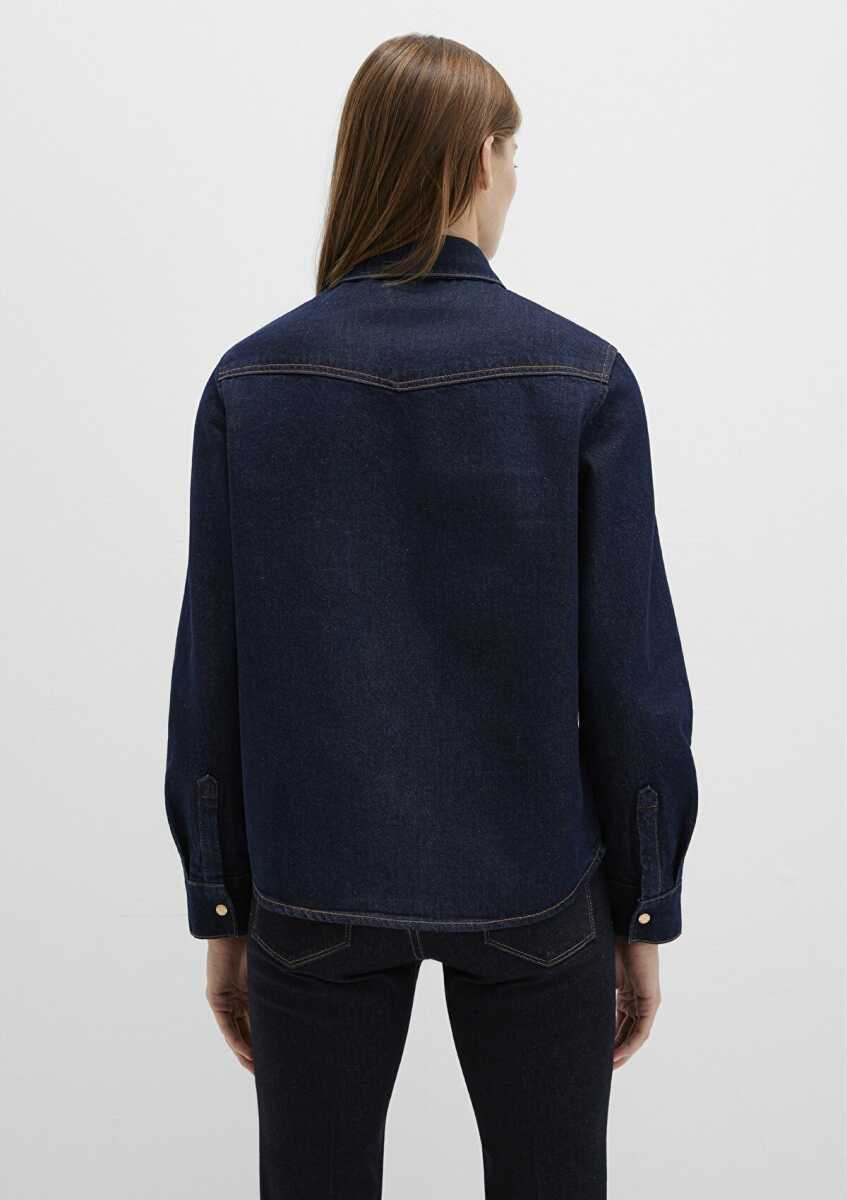 Mavi Angela Classic Denim Rinse Fitted Kadın Jean Gömlek 1210819-90120 - 5