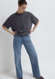 Mavi Antrasit Basic Oversize Kadın Tişört 1614179-83620 