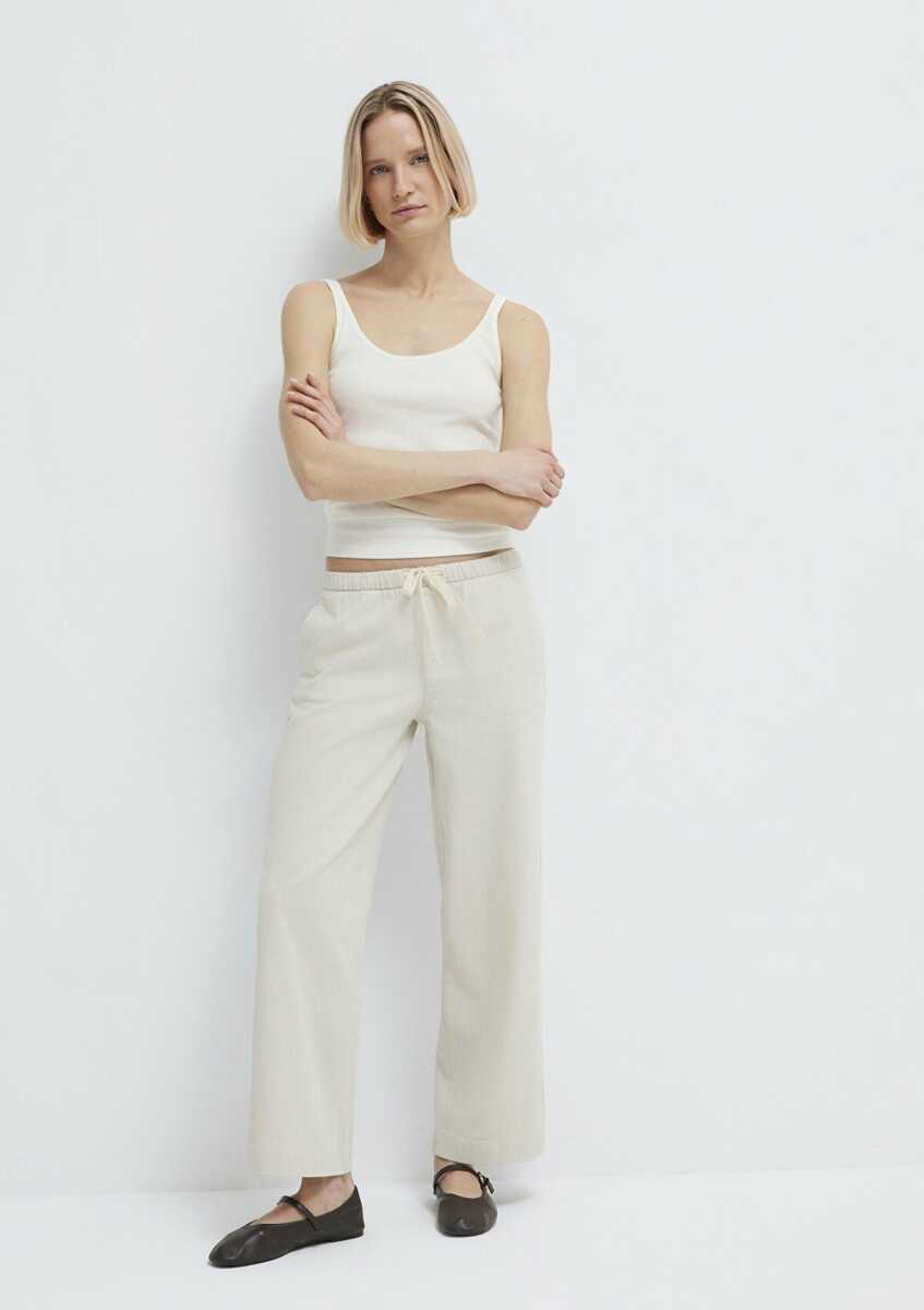 Mavi Bağcık Detaylı Bej Kadın Pantolon 1011203-35043 (1)