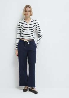 Mavi Bağcık Detaylı Lacivert Kadın Pantolon 1011203-89101 