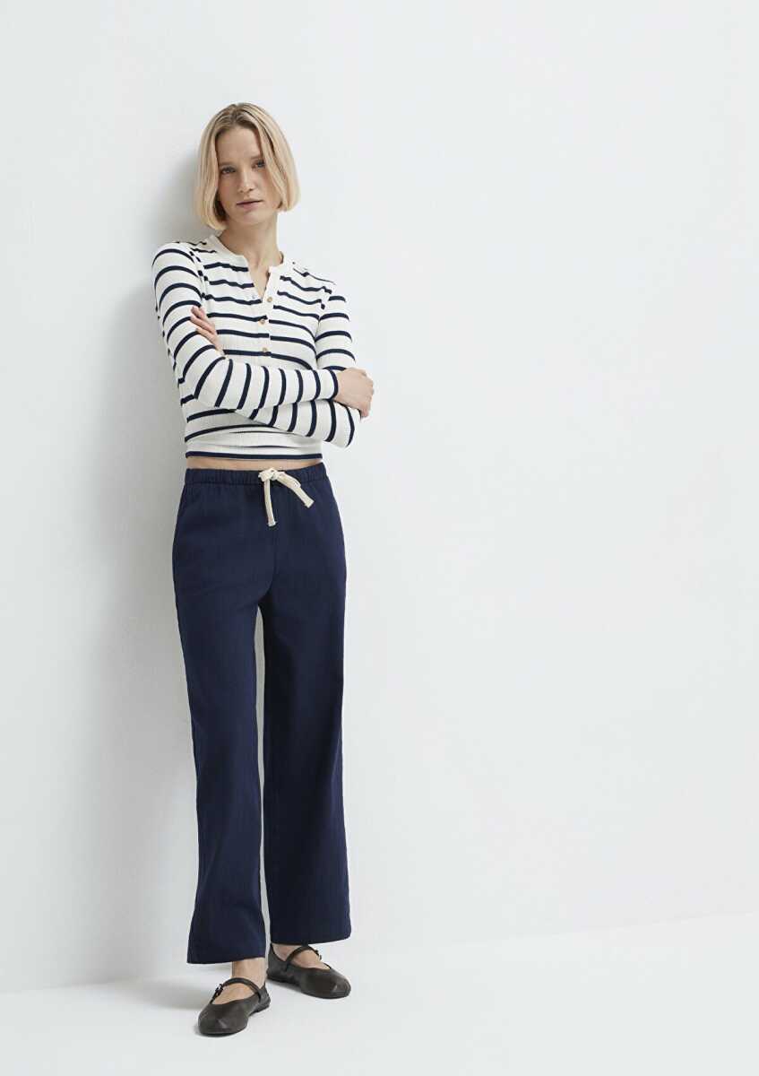 Mavi Bağcık Detaylı Lacivert Kadın Pantolon 1011203-89101 (1)