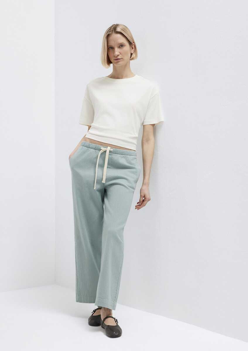 Mavi Bağcık Detaylı Yeşil Straight Normal Bel Kadın Pantolon 1011203-70113