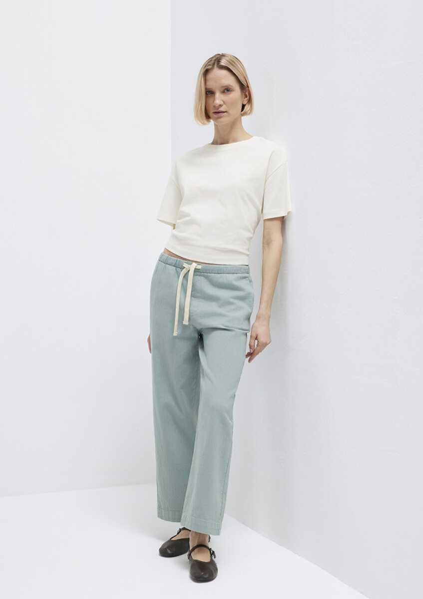 Mavi Bağcık Detaylı Yeşil Straight Normal Bel Kadın Pantolon 1011203-70113 - 3