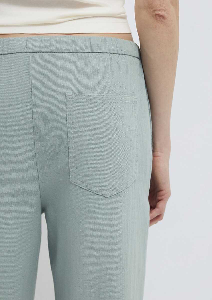 Mavi Bağcık Detaylı Yeşil Straight Normal Bel Kadın Pantolon 1011203-70113 - 8