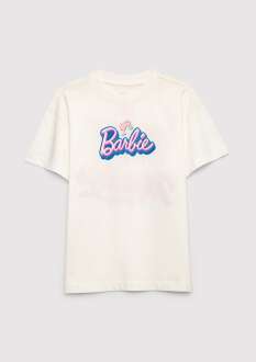Mavi Barbie Baskılı Ekru Loose Fit Çocuk Tişört 7610453-70057