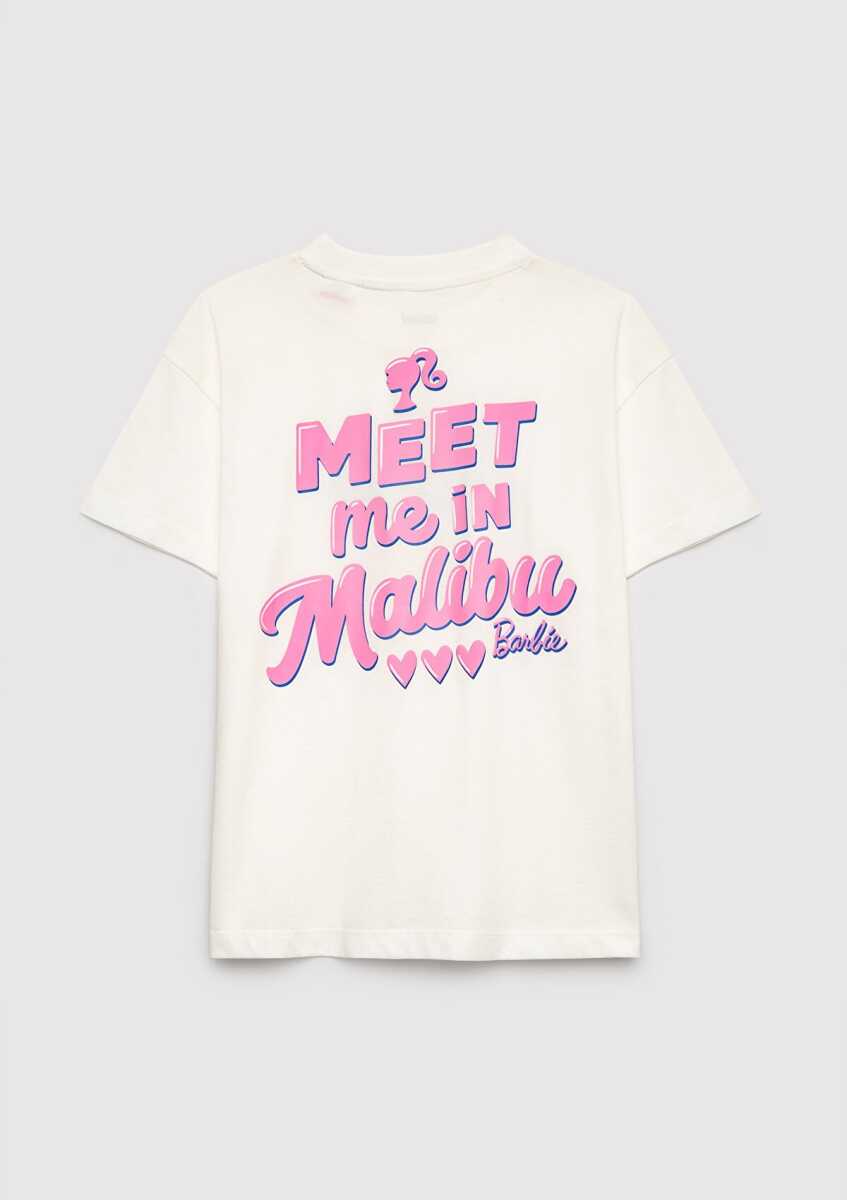 Mavi Barbie Baskılı Ekru Loose Fit Çocuk Tişört 7610453-70057 (1)