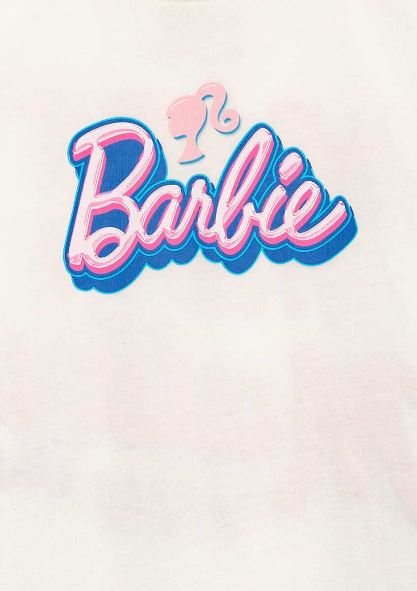 Mavi Barbie Baskılı Ekru Loose Fit Çocuk Tişört 7610453-70057 - 3