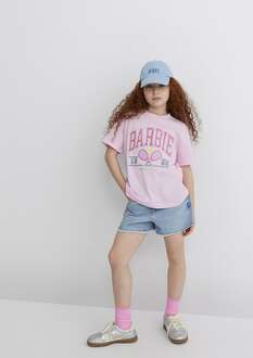 Mavi Barbıe Baskılı Şeker Pembe Çocuk Tişört 7610312-86959