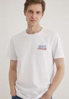 Mavi Baskılı Beyaz Erkek Tişört 066841-620 