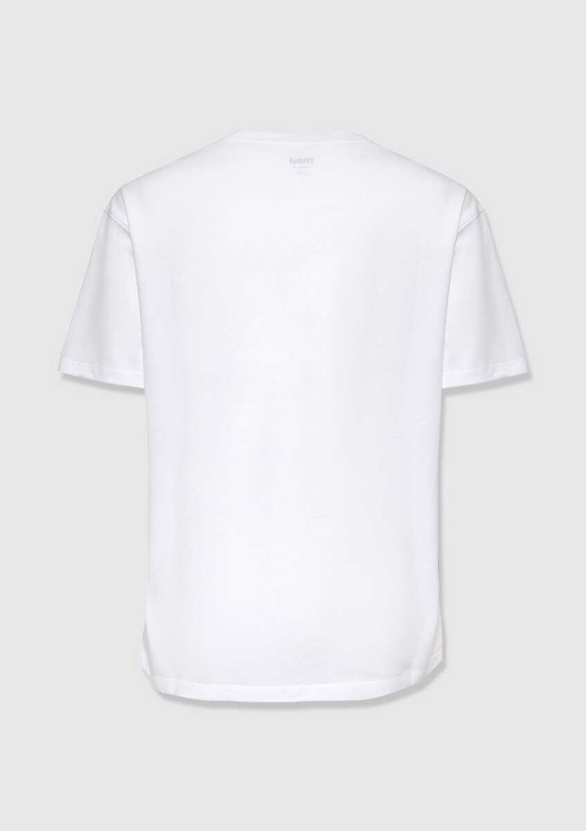 Mavi Baskılı Beyaz Loose Fit Erkek Tişört 0613674-620 - 2