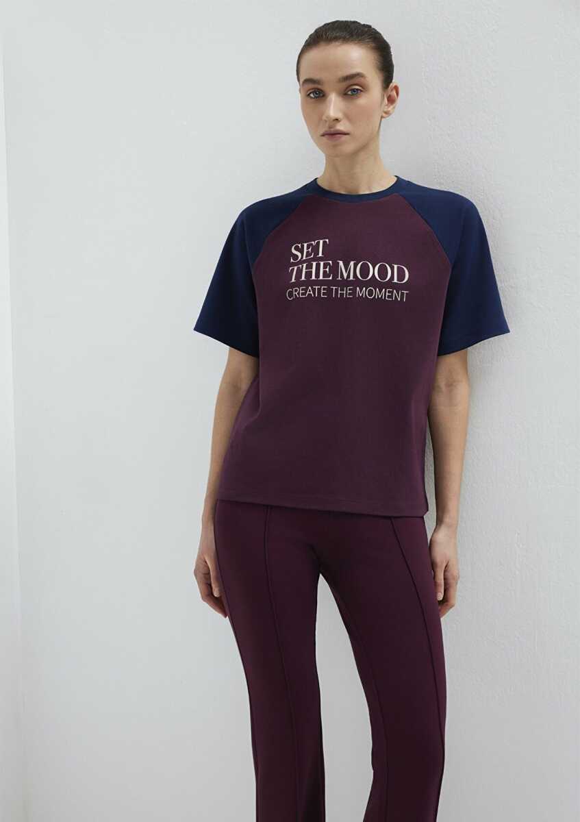 Mavi Baskılı Bordo Regular Fit Kadın Tişört 1613844-70434 (1)