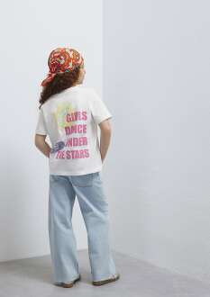 Mavi Baskılı Ekru Loose Fit Çocuk Tişört 7610391-70057