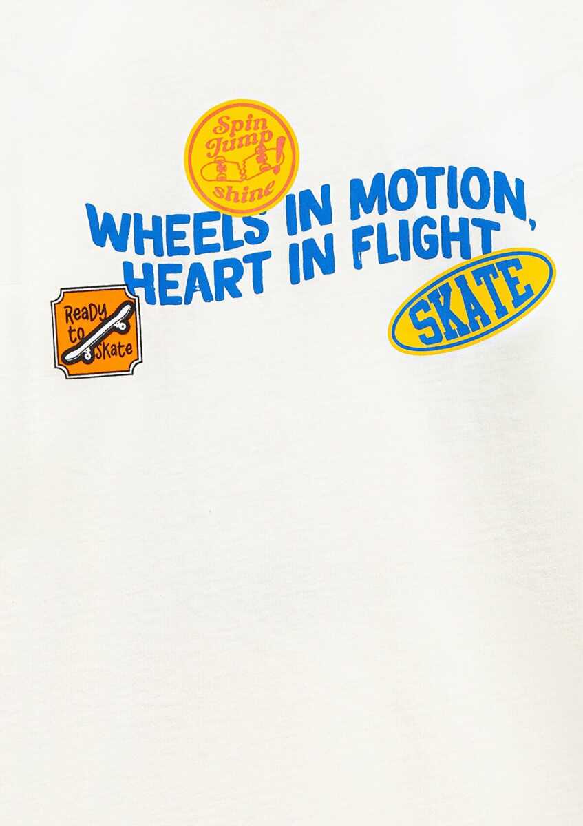 Mavi Baskılı Ekru Oversize Çocuk Tişört 6610450-70057 - 5