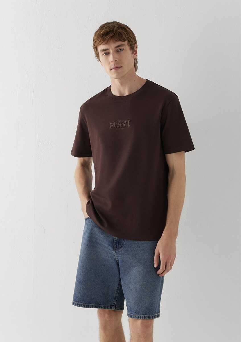 Mavi Baskılı Kahverengi Loose Fit Erkek Tişört 0613662-88083 - 1