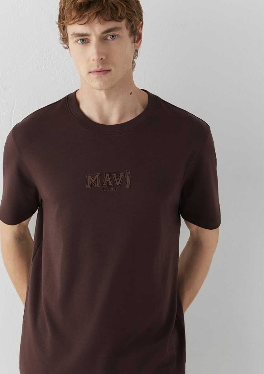 Mavi Baskılı Kahverengi Loose Fit Erkek Tişört 0613662-88083 - 2