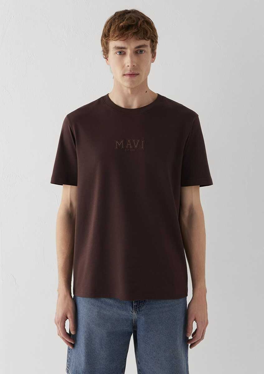 Mavi Baskılı Kahverengi Loose Fit Erkek Tişört 0613662-88083 - 3