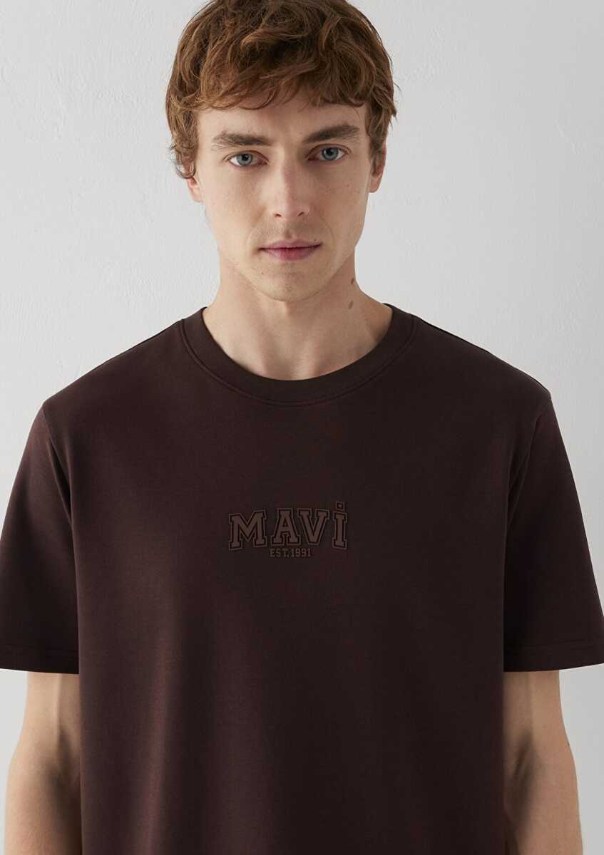 Mavi Baskılı Kahverengi Loose Fit Erkek Tişört 0613662-88083 - 6