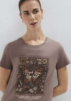 Mavi Baskılı Kahverengi Regular Fit Kadın Tişört 1613867-70383