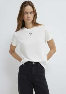 Mavi Baskılı Kırık Beyaz Kadın Tişört 1601185-33389