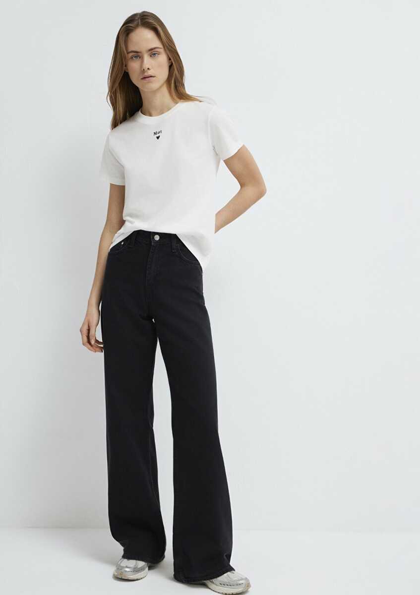 Mavi Baskılı Kırık Beyaz Kadın Tişört 1601185-33389 - 2