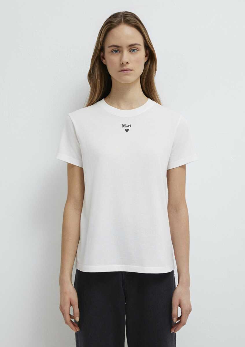 Mavi Baskılı Kırık Beyaz Kadın Tişört 1601185-33389 - 5