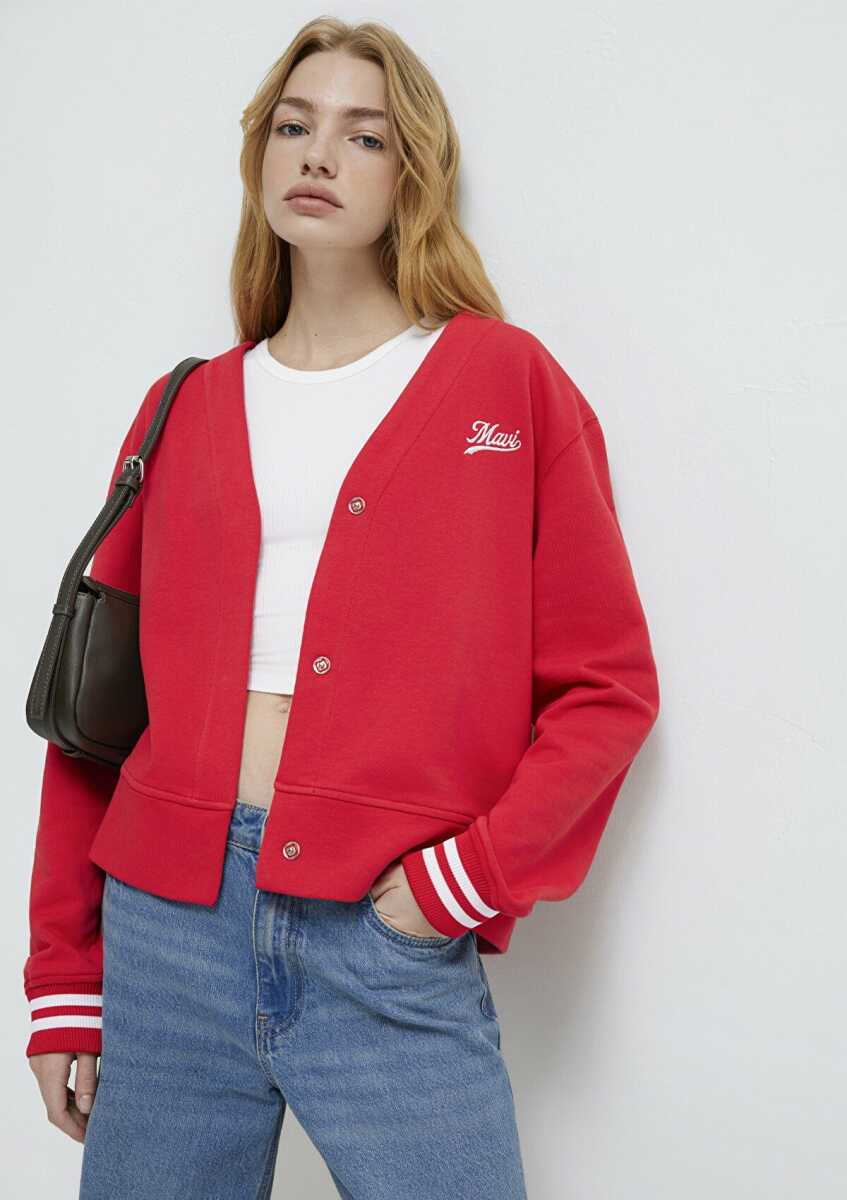 Mavi Baskılı Kırmızı Kadın Sweatshirt 1S10511-70477